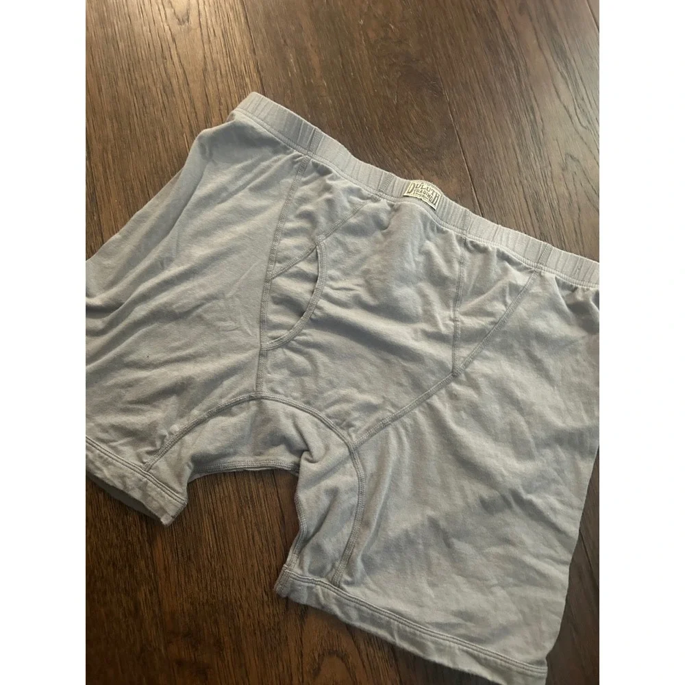 Duluth Trading Co Mens Free Range Organic Cotton Boxer Briefs XL Light Blue Gray